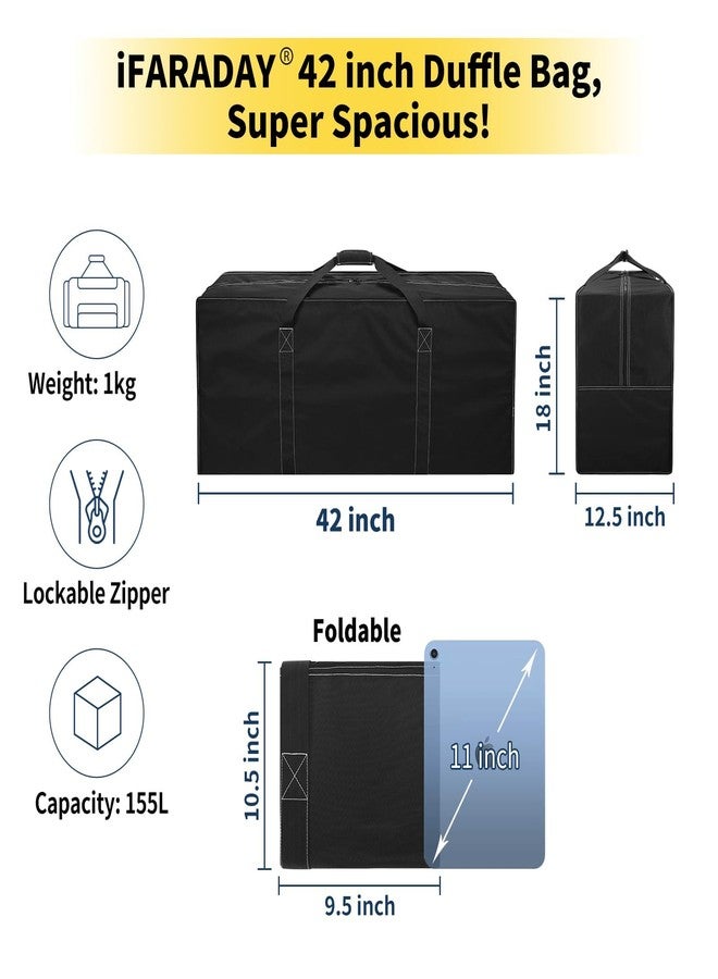 iFARADAY 155L Extra Large Duffle Bag - 42 inch Heavy Duty & Water Resistant Duffel Bag Durable Luggage Storage Bag for Camping, Travel, Sports (Black) - Image 4
